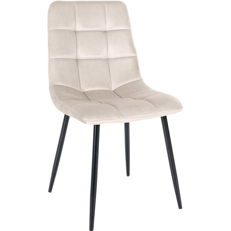 CLP - Chaise de salle à manger moderne Tilde Velvet, crème