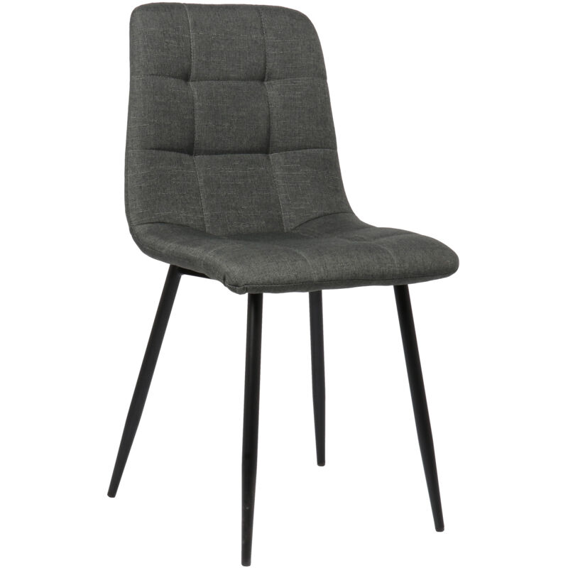 CLP - Chaise de salle à manger Tilde avec Piètement en métal noir Tissu Gris foncé