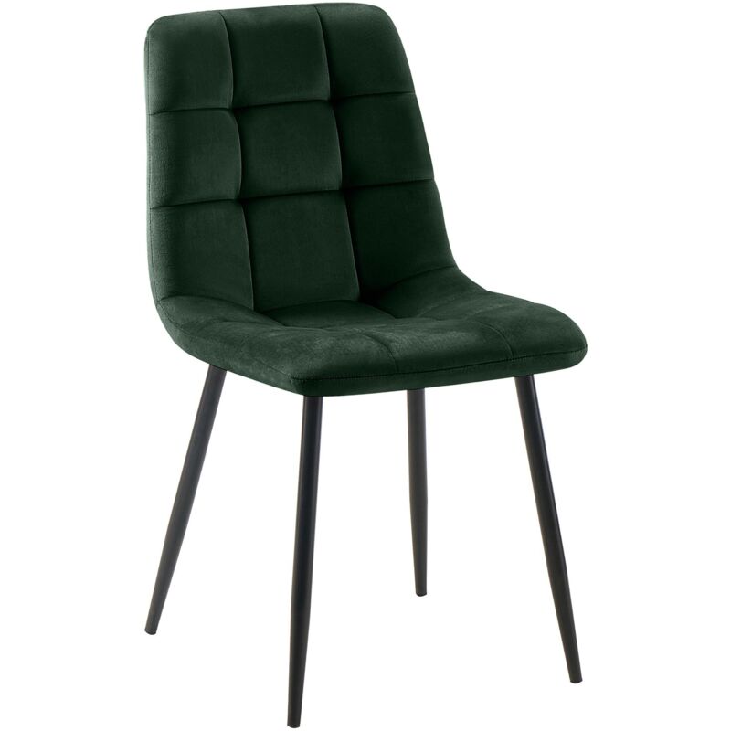 CLP - Chaise de salle à manger Tilde avec Piètement en métal noir Velours Vert