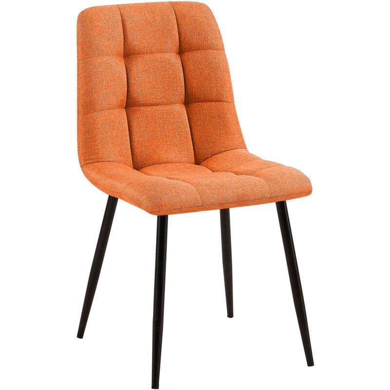 Décoshop26 - Chaise de salle à manger x1 coutures décoratives carrées en tissu orange et métal noir 100002143