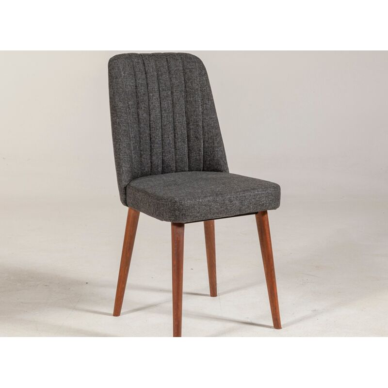Chaise de salle à manger tissu anthracite et bois Noyer Mareva Chaise de salle à manger tissu anthracite et bois Noyer Mareva