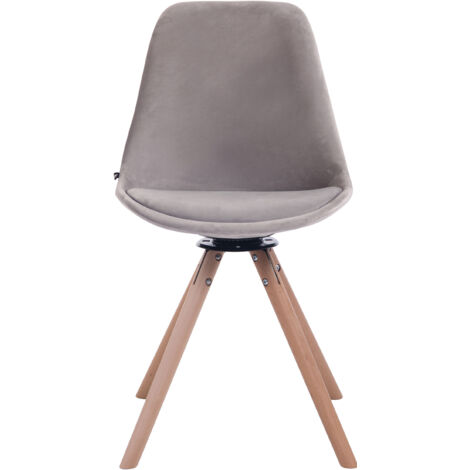 Chaise de salle à manger Troyes Pivotant en velours avec piétement rond Nature Gris