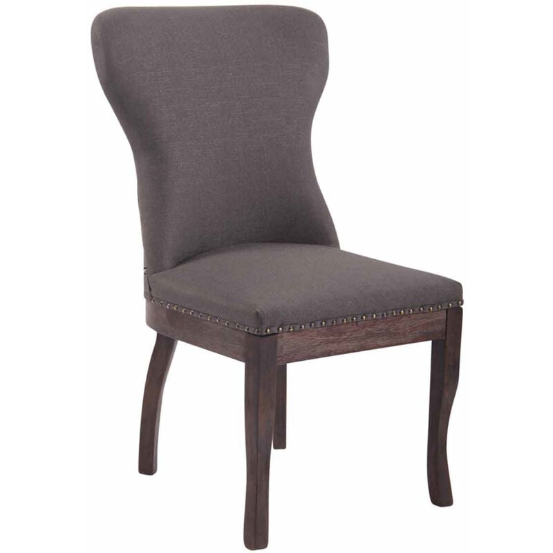 Chaise de salle à manger x1 boutons décoratifs en tissu gris foncé et pieds en bois marron foncé 100001513