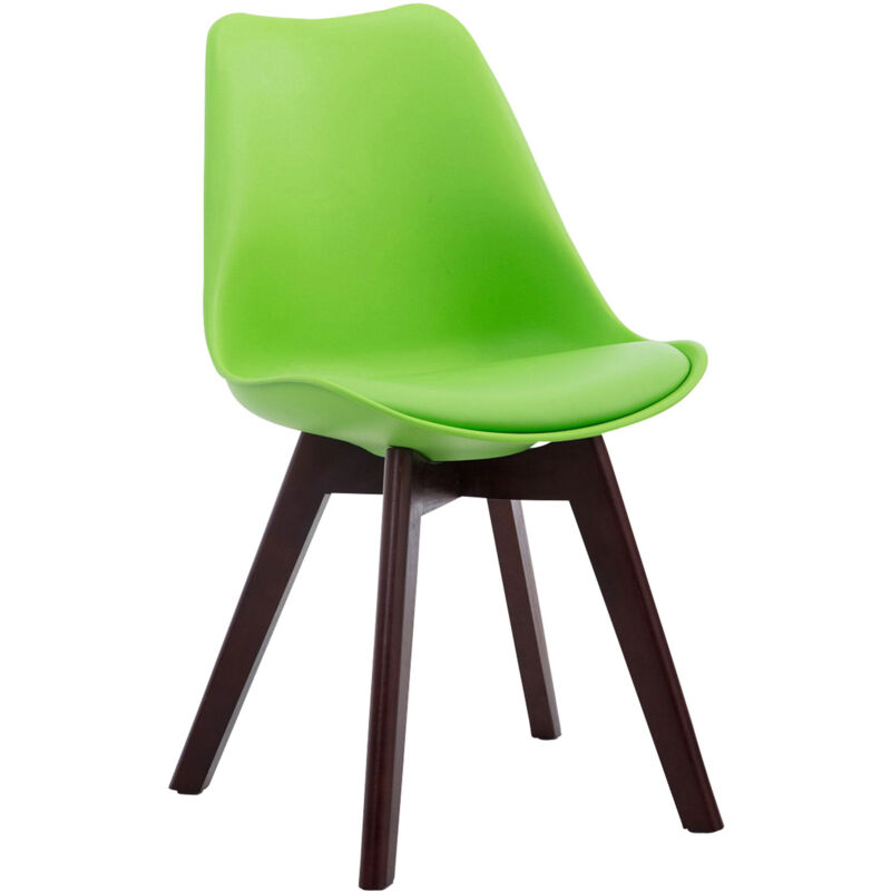 Décoshop26 - Chaise de salle à manger x1 design scandinave en pvc et plastique vert et piètement à 4 pieds en bois marron 100003295