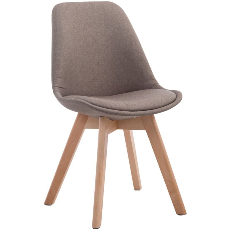 Chaise de salle à manger x1 design scandinave en tissu taupe et piètement à 4 pieds en bois clair 100003277