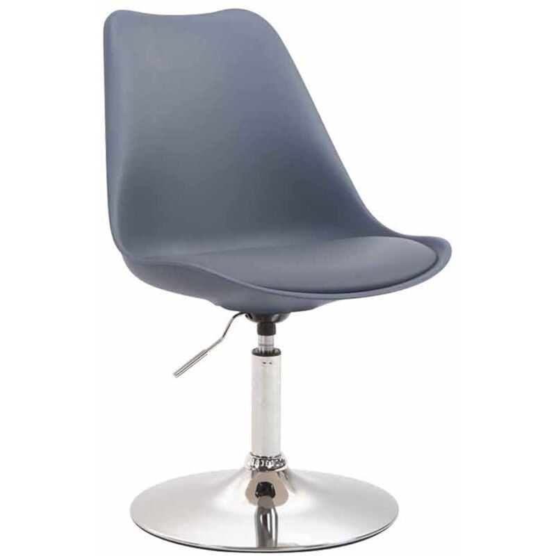 Décoshop26 - Chaise de salle à manger x1 pivotante hauteur réglable en plastique gris et pied trompette en métal chromé 100003779