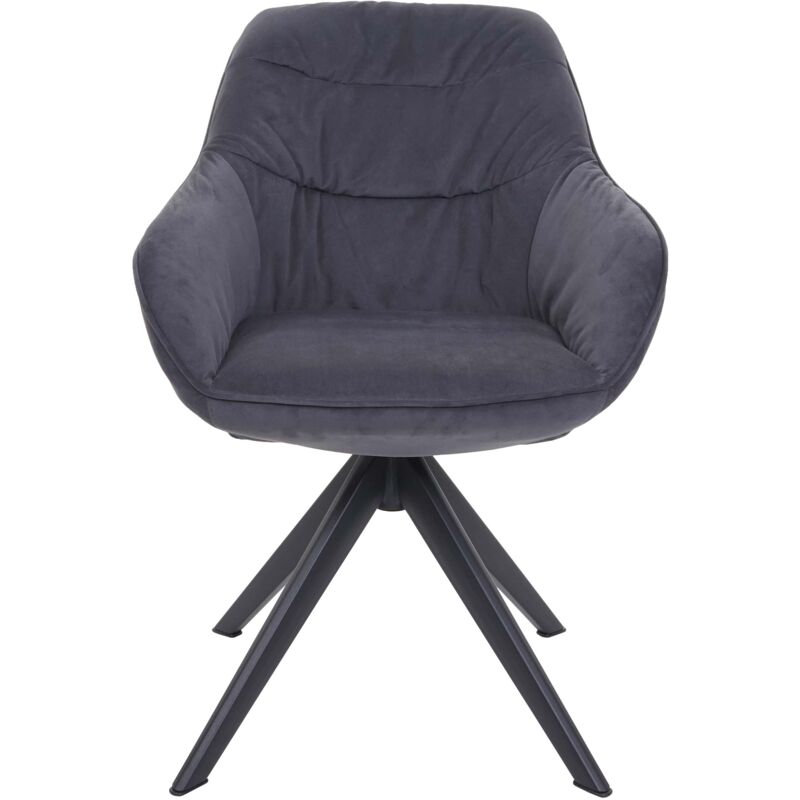 Décoshop26 - Chaise de salle à manger x1 rembourrée avec accoudoir rotatif en métal tissu gris 040006326