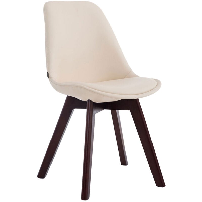 Décoshop26 - Chaise de salle à manger x1 style scandinave en pvc crème support 4 pieds en bois couleur noyer 100003748