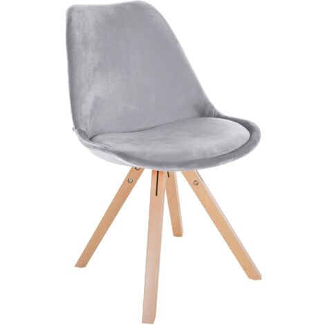 Chaise de salle à manger x1 style scandinave en velours gris clair pieds en bois clair 100001474