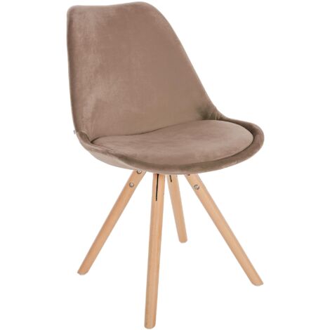 Chaise de salle à manger x1 style scandinave en velours marron pieds en bois clair 100001466