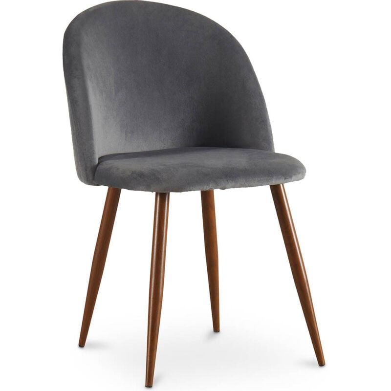 Privatefloor - Chaise de salle à manger - Tapissée de velours - Design scandinave - Evelyne Gris foncé