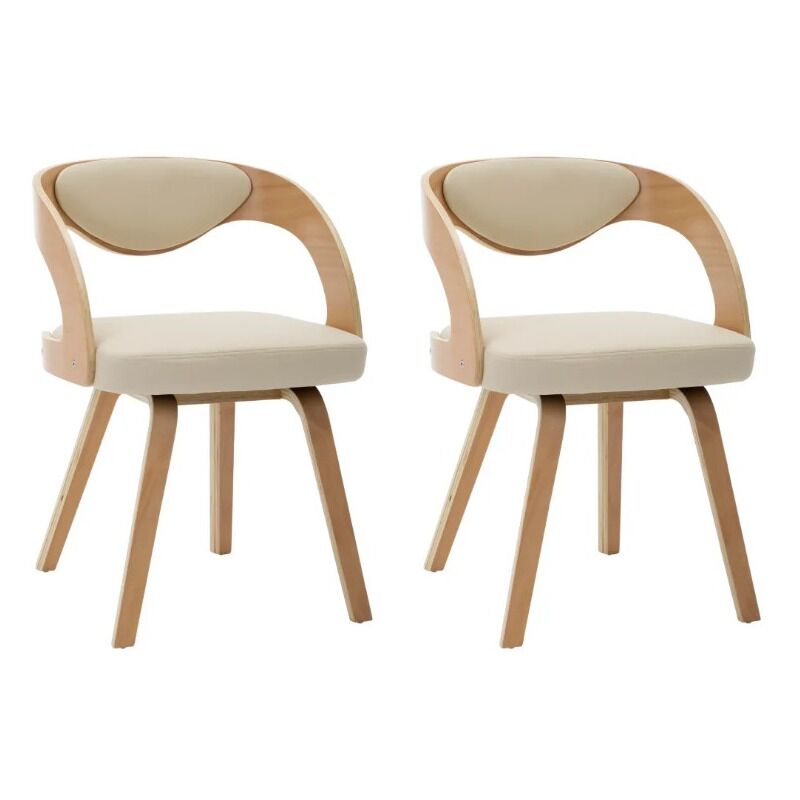 Chaise de salle à manger bois clair et simili cuir beige Canva - Lot de 2 Chaise de salle à manger bois clair et simili cuir beige Canva - Lot de 2