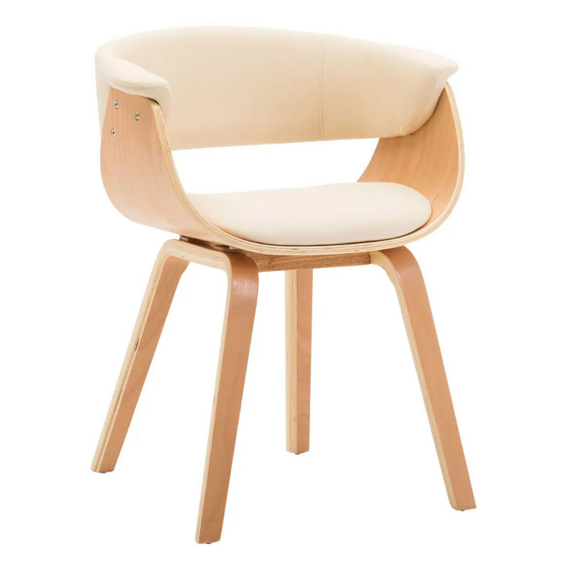 Chaise de salle à manger bois clair courbé et similicuir beige Kobaly Chaise de salle à manger bois clair courbé et similicuir beige Kobaly