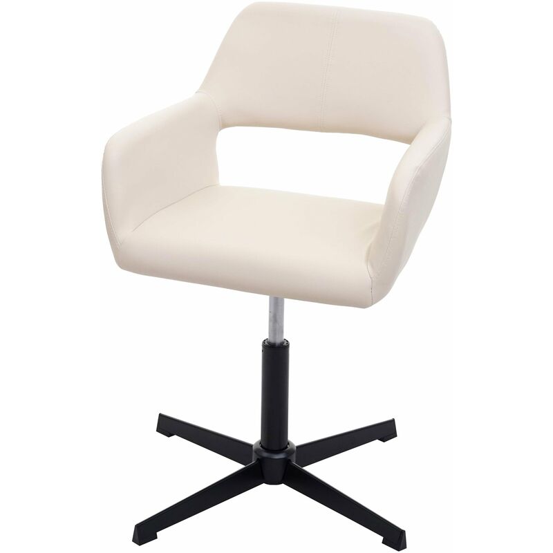 décoshop26 - chaise de salle à manger bureau réglable en hauteur en synthétique crème pieds acier noir