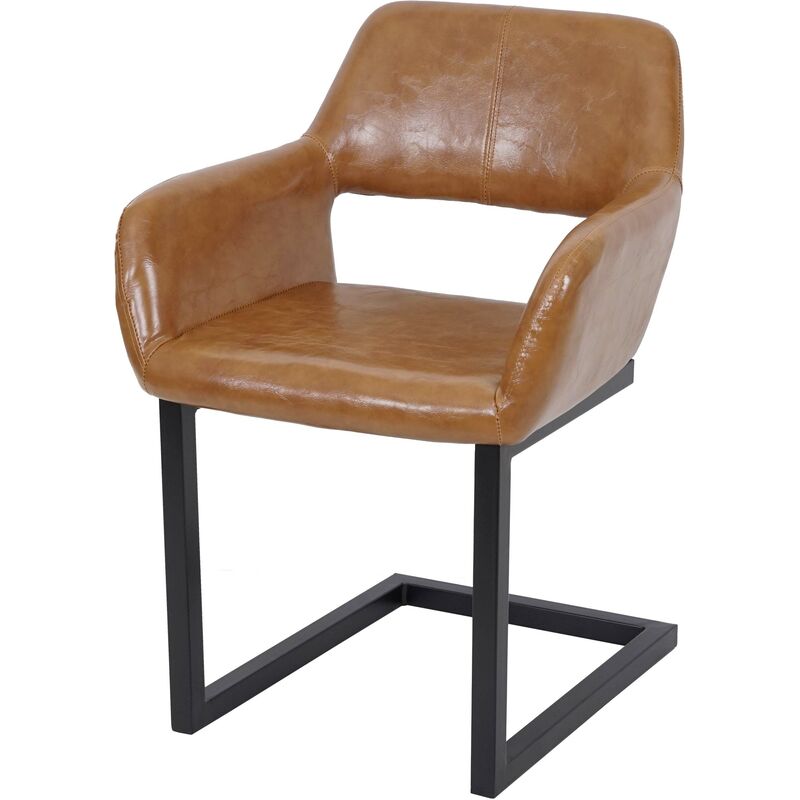 Décoshop26 - Chaise de salle à manger bureau visiteur sans roulette design rétro en synthétique marron pied en métal - marron