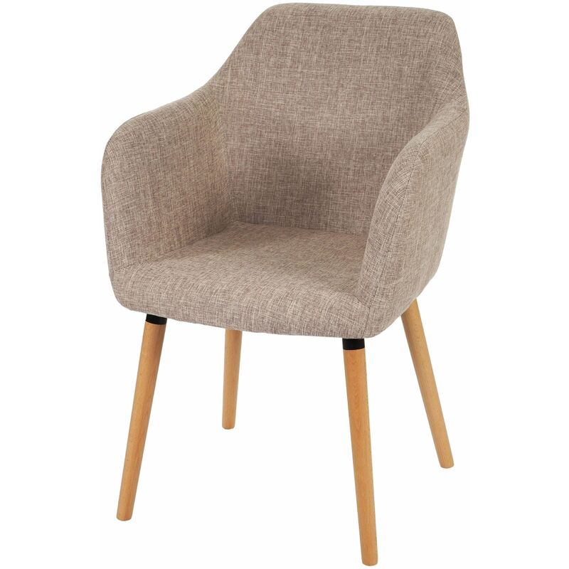 Décoshop26 - Chaise de salle à manger cuisine bureau coiffeuse design rétro en tiussu crème-gris 040002365