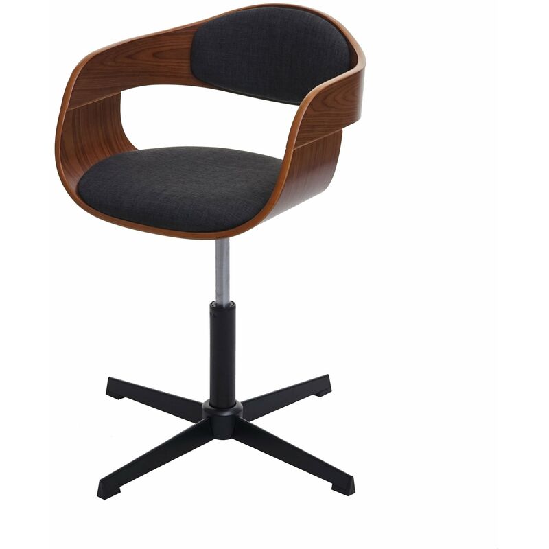 Chaise de salle à manger cuisine bureau réglable en hauteur bois courbé aspect noyer, tissu gris foncé 040001865