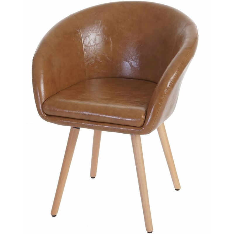 Chaise de salle à manger cuisine design rétro vintage synthétique marron 040001982