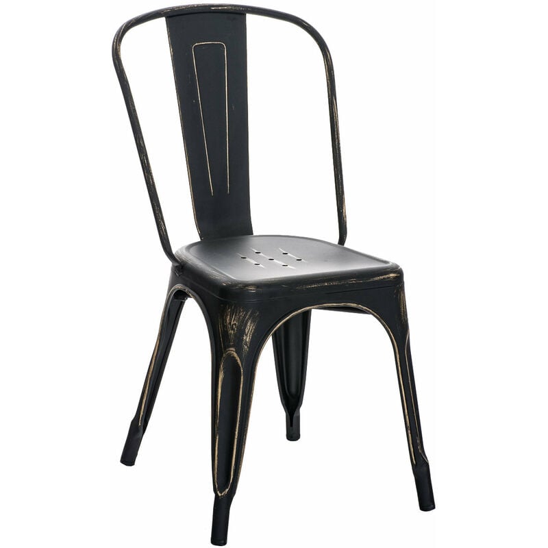 décoshop26 - chaise de salle à manger cuisine empilable style industriel en métal noir vieilli - noir