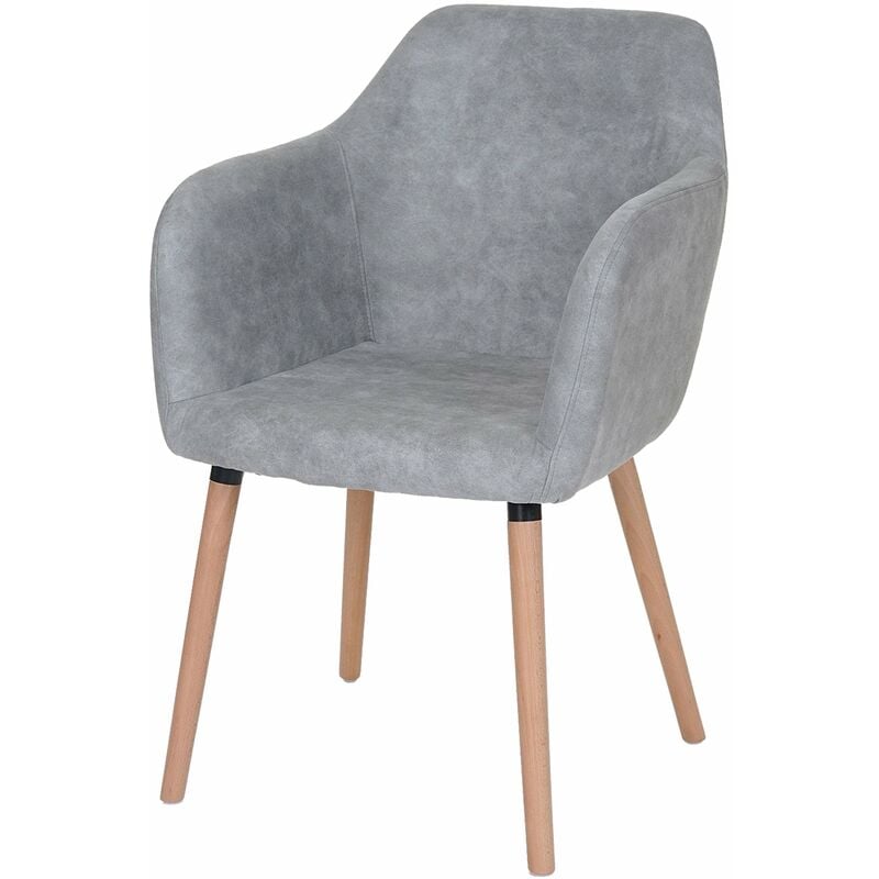 Décoshop26 - Chaise de salle à manger design rétro scandinave en tissu gris béton pieds clairs 040002369