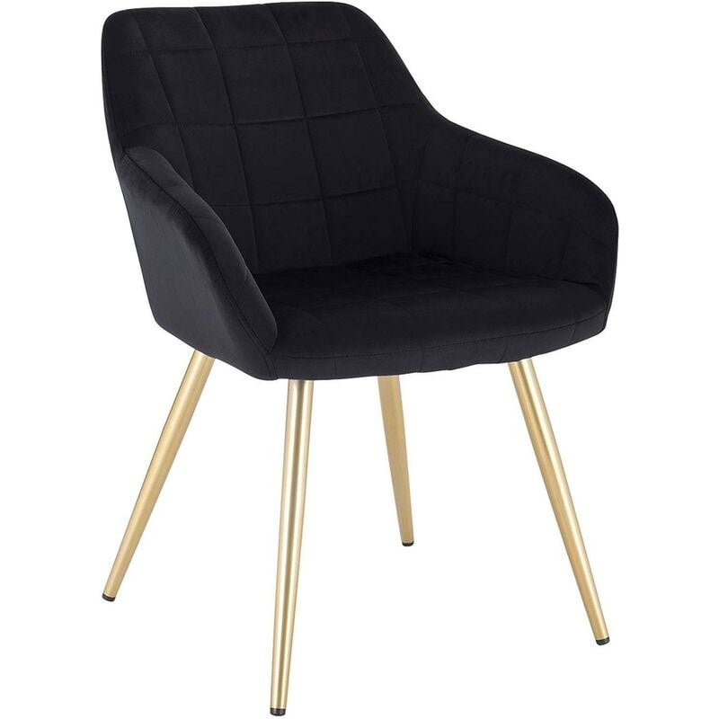 Helloshop26 - Chaise de salle à manger en velours pieds dorés noir