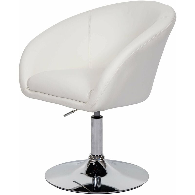Chaise de salle à manger fauteuil lounge pivotante en synthétique réglable en hauteur blanc 040002228