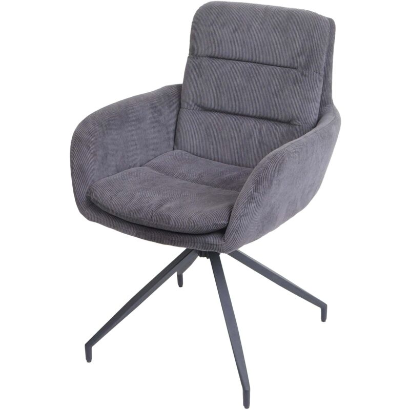 HHG - Chaise de salle à manger 655, fauteuil chaise, pivotante position auto, tissu/textile, velours - gris HHG - Chaise de salle à manger 655, fauteuil chaise, pivotante position auto, tissu/textile, velours - gris