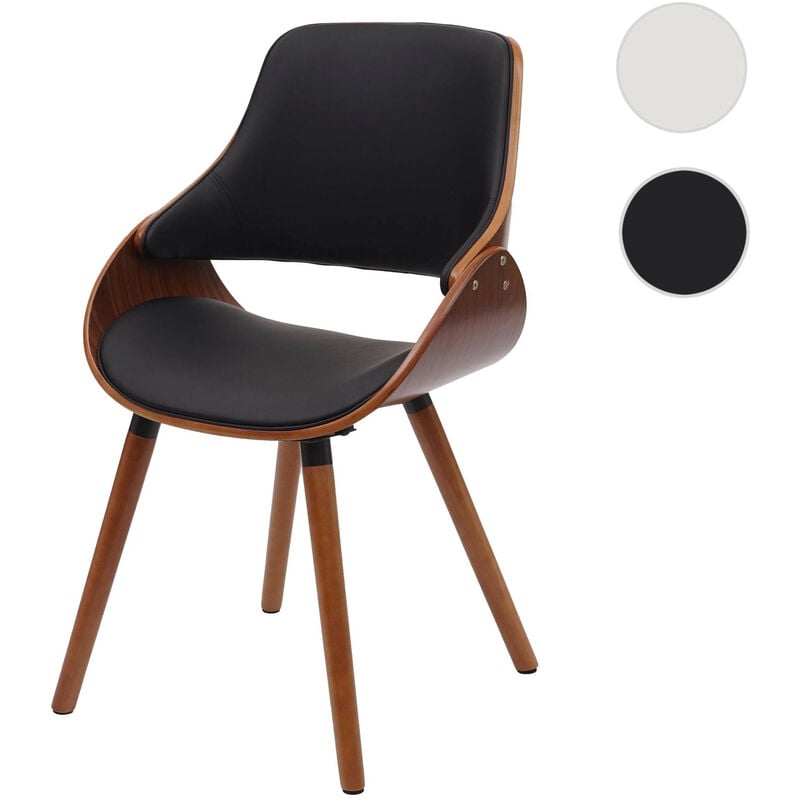 Mendler - Chaise de Salle à manger HWC-D23, chaise avec dossier, design rétro - similicuir noir