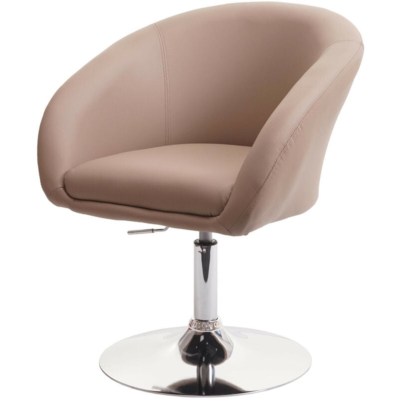 Chaise de salle à manger HWC-F19, chaise de salon pivotante, réglable en hauteur en similicuir taupe