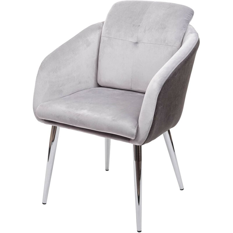 Mendler - Chaise de salle à manger HWC-G48,chaise pour cuisine,chaise rembourrée,similicuir velours avec accoudoirs-gris