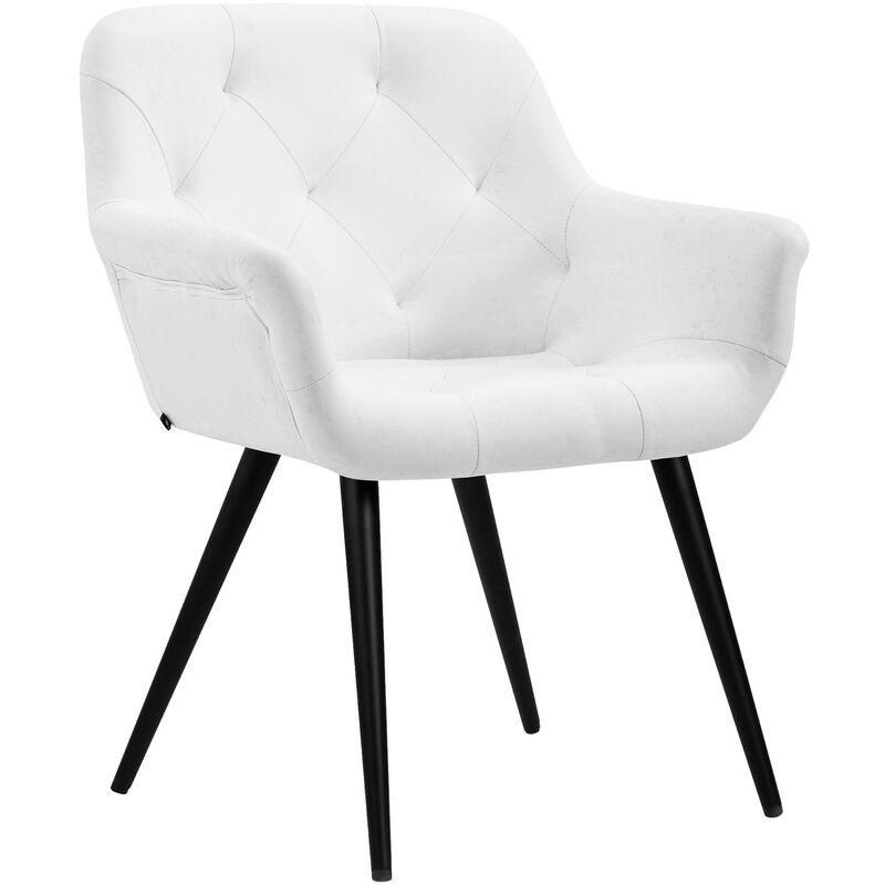 Chaise de salle à manger Langford avec accoudoirs et pieds en métal Blanc Similicuir