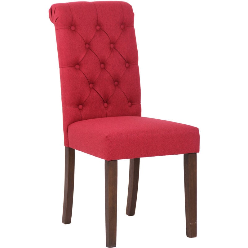 Chaise élégante avec dossier haut avec différentes boutons de tissu de couleurs colore : Rouge