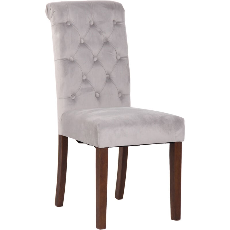 CLP - Chaise élégante avec dossier haut avec boutons de velours différentes couleurs colore : Gris