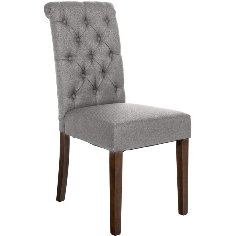 CLP - Chaise élégante avec dossier haut avec différentes boutons de tissu de couleurs colore : Gris