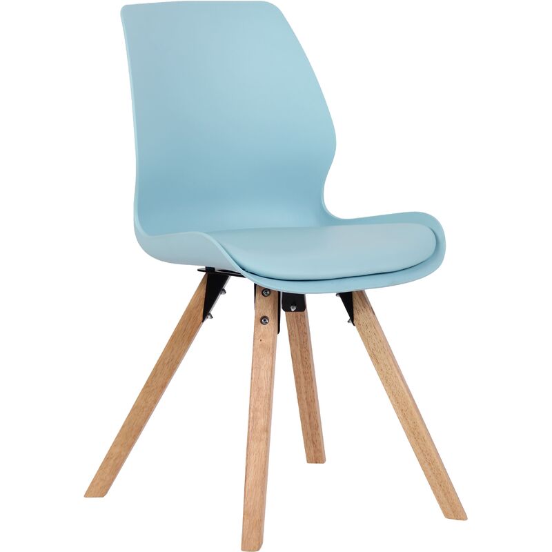 CLP - Chaise de salle à manger Luna avec pieds en bois Bleu Plastique