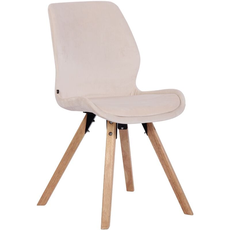 CLP - Chaise de salle à manger Luna avec pieds en bois Crème Velours