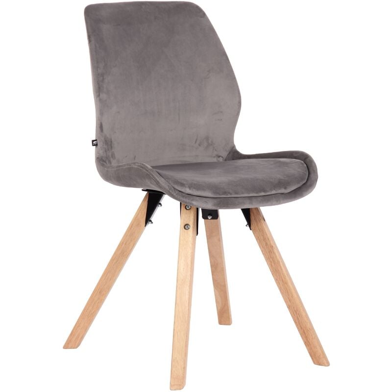 CLP - Chaise de salle à manger Luna avec pieds en bois Gris Velours
