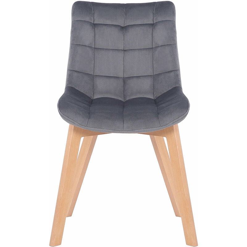 Chaise de châssis en bois clair et siège en velours avec motif de motifs de différentes couleurs colore : Gris