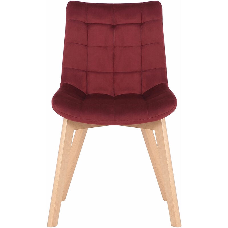 CLP - Chaise de châssis en bois clair et siège en velours avec motif de motifs de différentes couleurs colore : Rouge