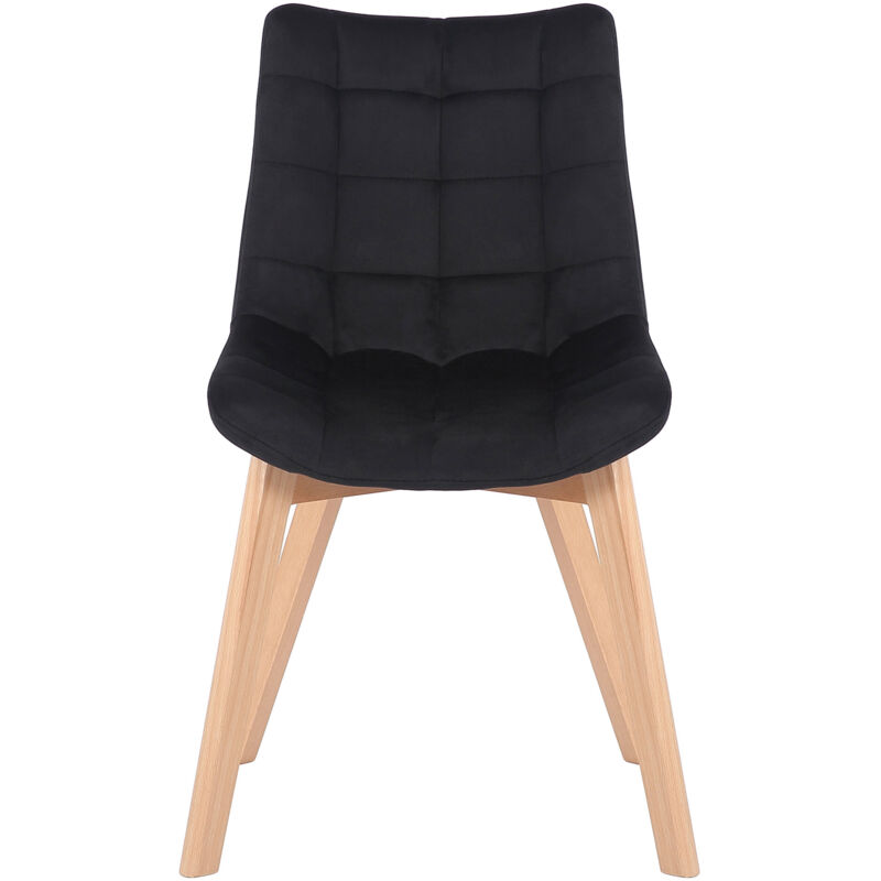 CLP - Chaise de salle à manger Passaic en velours avec pieds en Bois de hêtre Noir