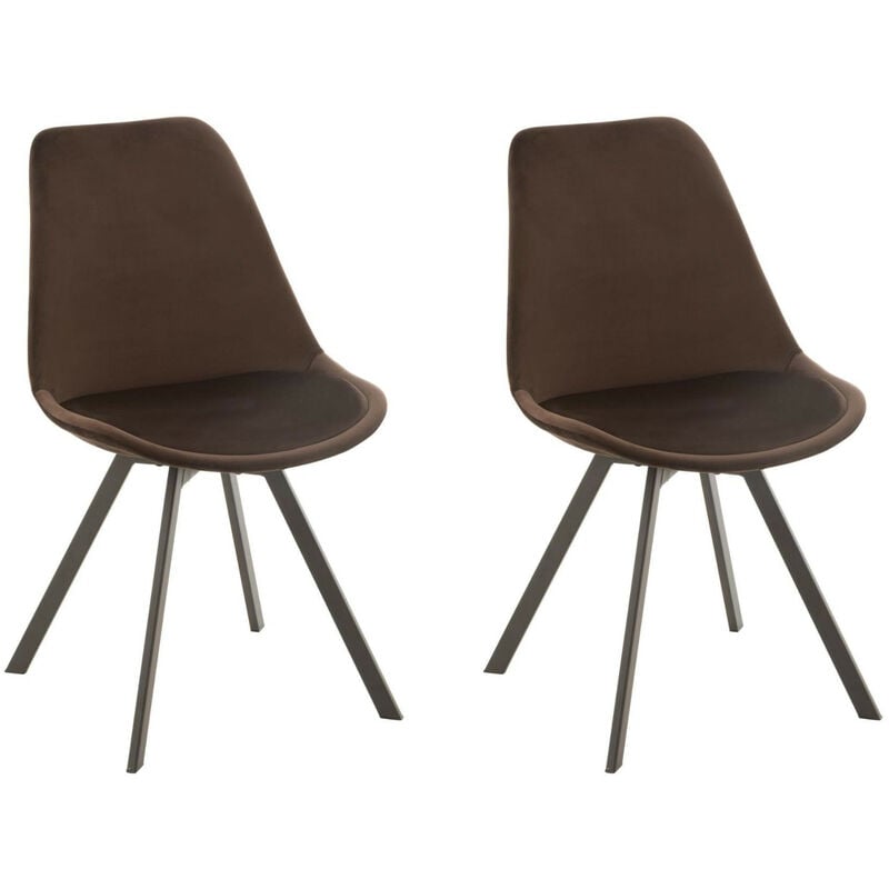 Chaise de salle à manger scandinave en velours et métal (lot de 2) - elene