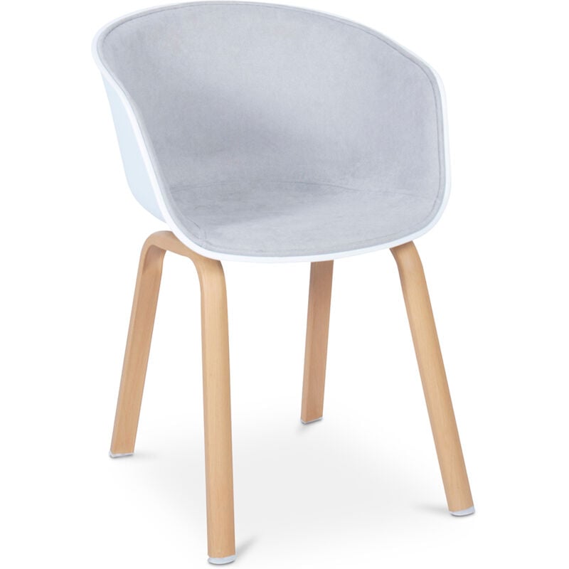 Chaise de salle à manger scandinave rembourrée avec accoudoirs Gris clair