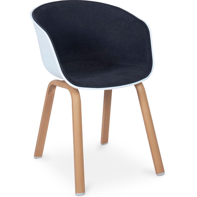 Privatefloor - Chaise de salle à manger scandinave rembourrée avec accoudoirs Gris foncé