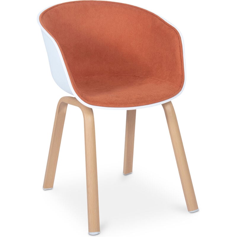 Chaise de salle à manger scandinave rembourrée avec accoudoirs Orange