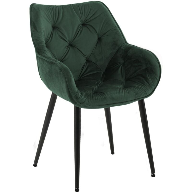 CLP - Chaise de salle à manger Tanna en Velours avec Piètement en Métal noir Vert