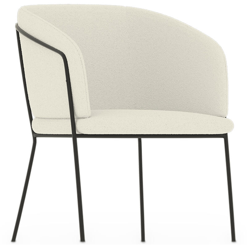 privatefloor - fauteuil avec accoudoirs en bouclette fausse fourrure tapissée - boucles blanches - miusen blanc - métal, boucle, métal - blanc