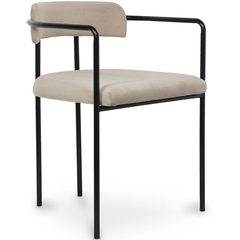 Privatefloor - Chaise de salle à manger tapissée - Velours - Garne Taupe