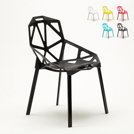 Chaise de salon au design géométrique style moderne en métal et plastique Hexagonal