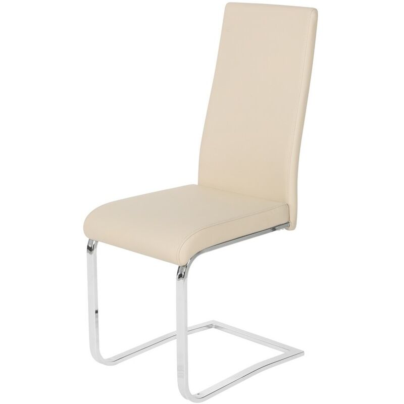 Fanmuebles - Chaise de salon avec pied en métal en forme de u en simili cuir beige 46 cm (largeur) x 105 cm (hauteur) x 54 cm (profondeur)