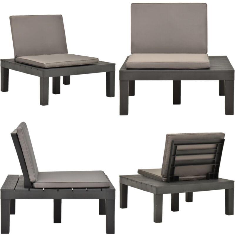 Chaise de salon de jardin avec coussin Plastique Anthracite - Chaise De Jardin - Fauteuil De Jardin - Mobilier De Jardin - Décoration Extérieure